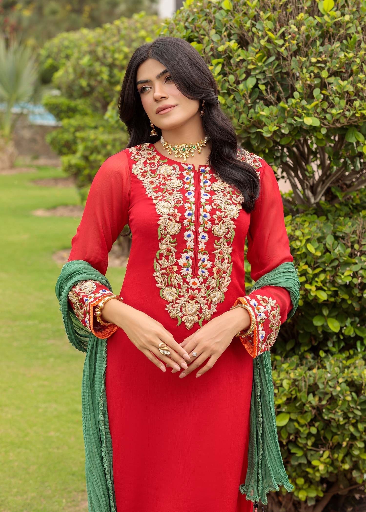 Khuda Baksh Creations M 107 Red Women 4pcs