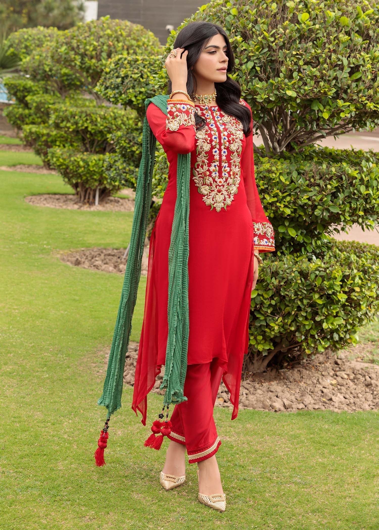 Khuda Baksh Creations M 107 Red Women 4pcs