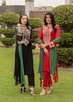 Khuda Baksh Creations M 107 Red Women 4pcs