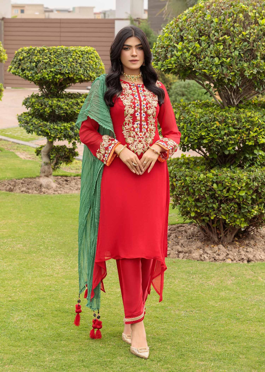 Khuda Baksh Creations M 107 Red Women 4pcs