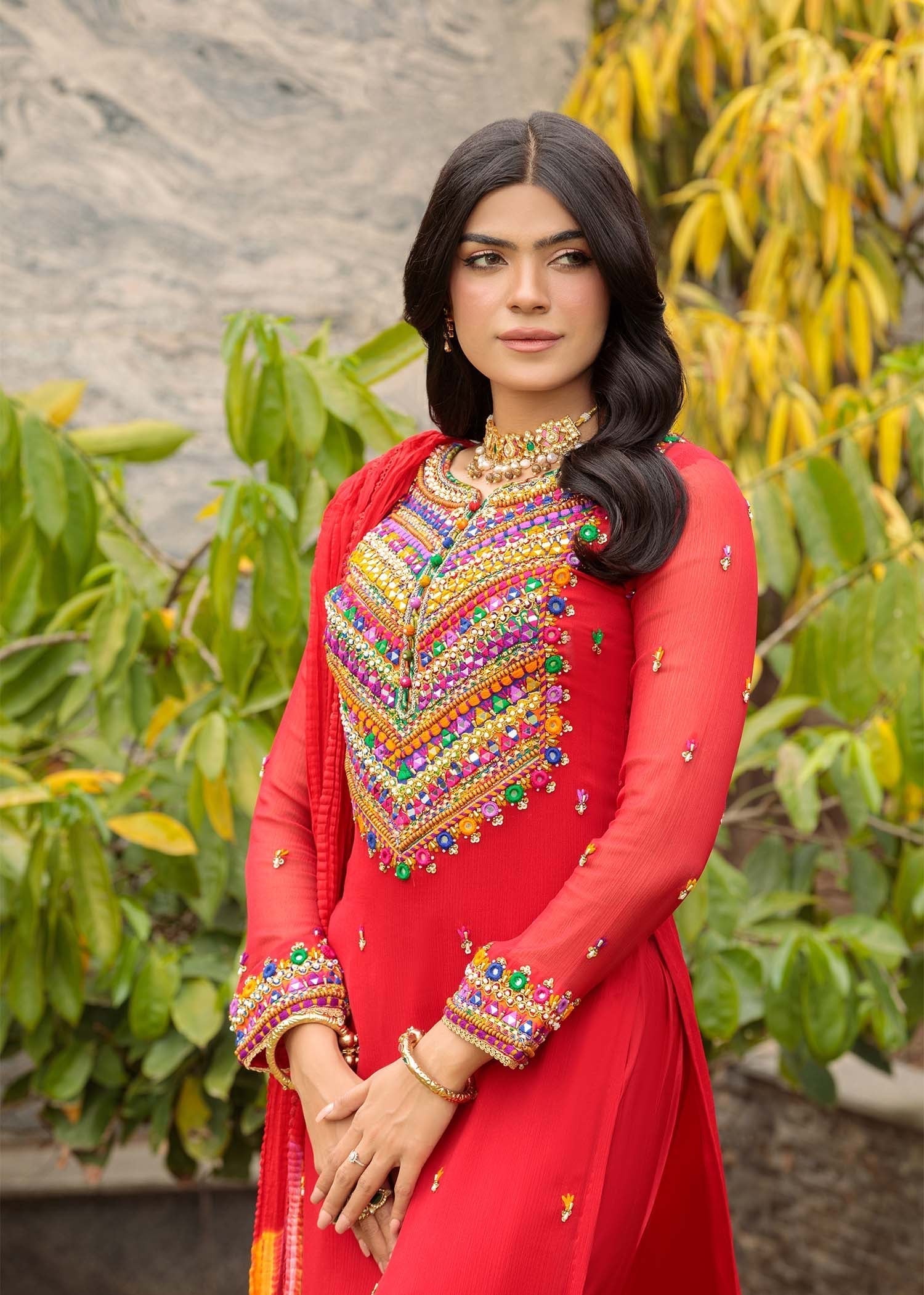 Khuda Baksh Creations Z 301 Red Women 4pcs