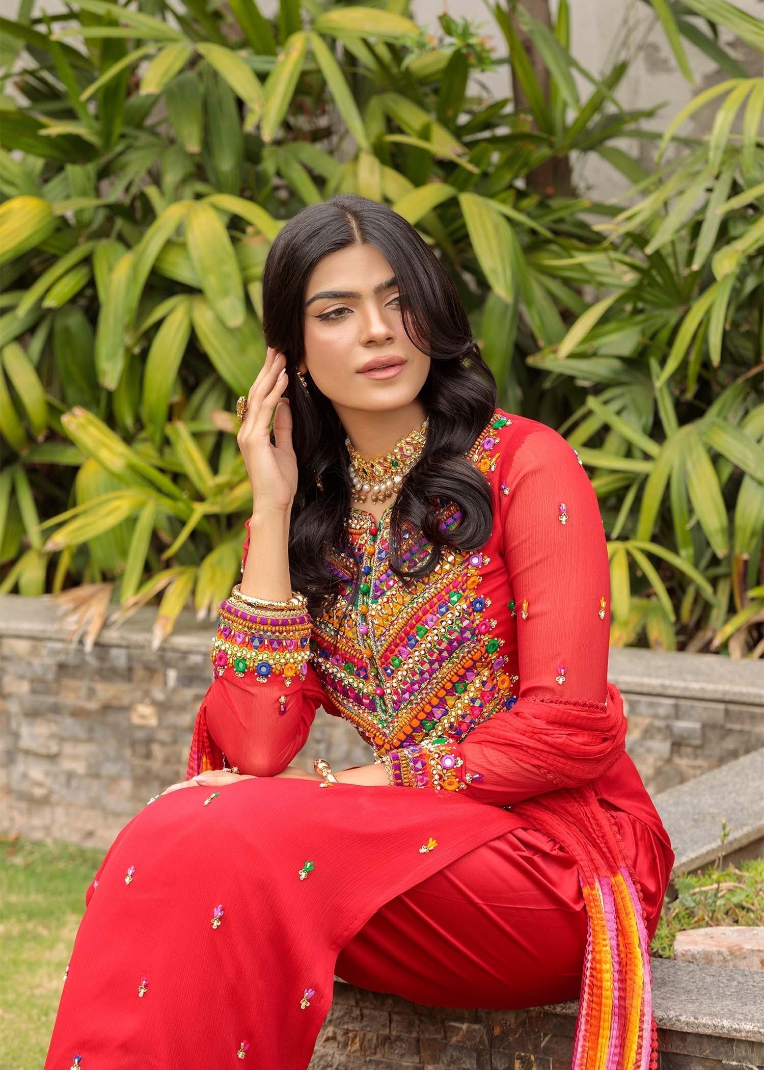 Khuda Baksh Creations Z 301 Red Women 4pcs