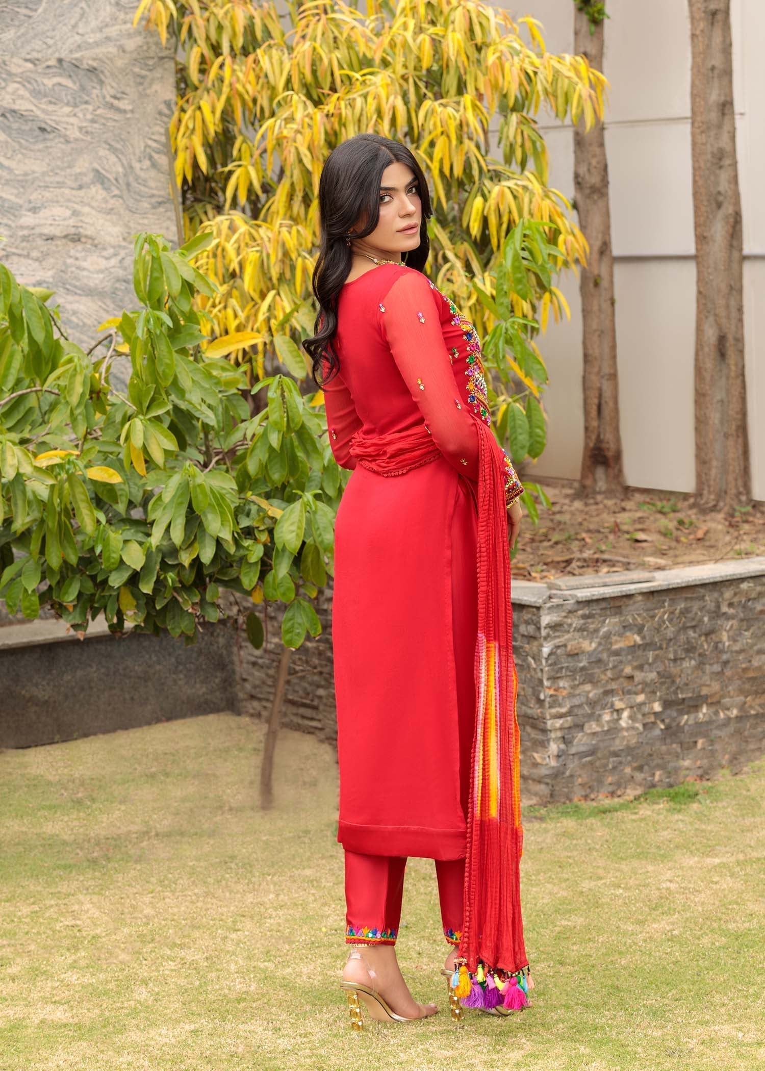 Khuda Baksh Creations Z 301 Red Women 4pcs
