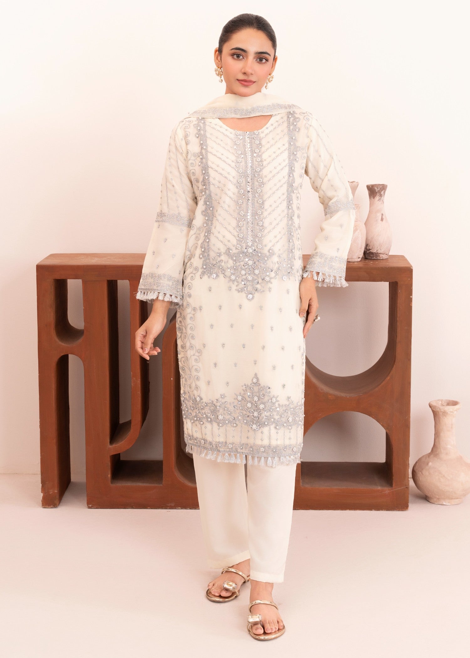 RUBBY FERRY CLOTHING JUMMA CHIFFON CREAM Women 3pcs