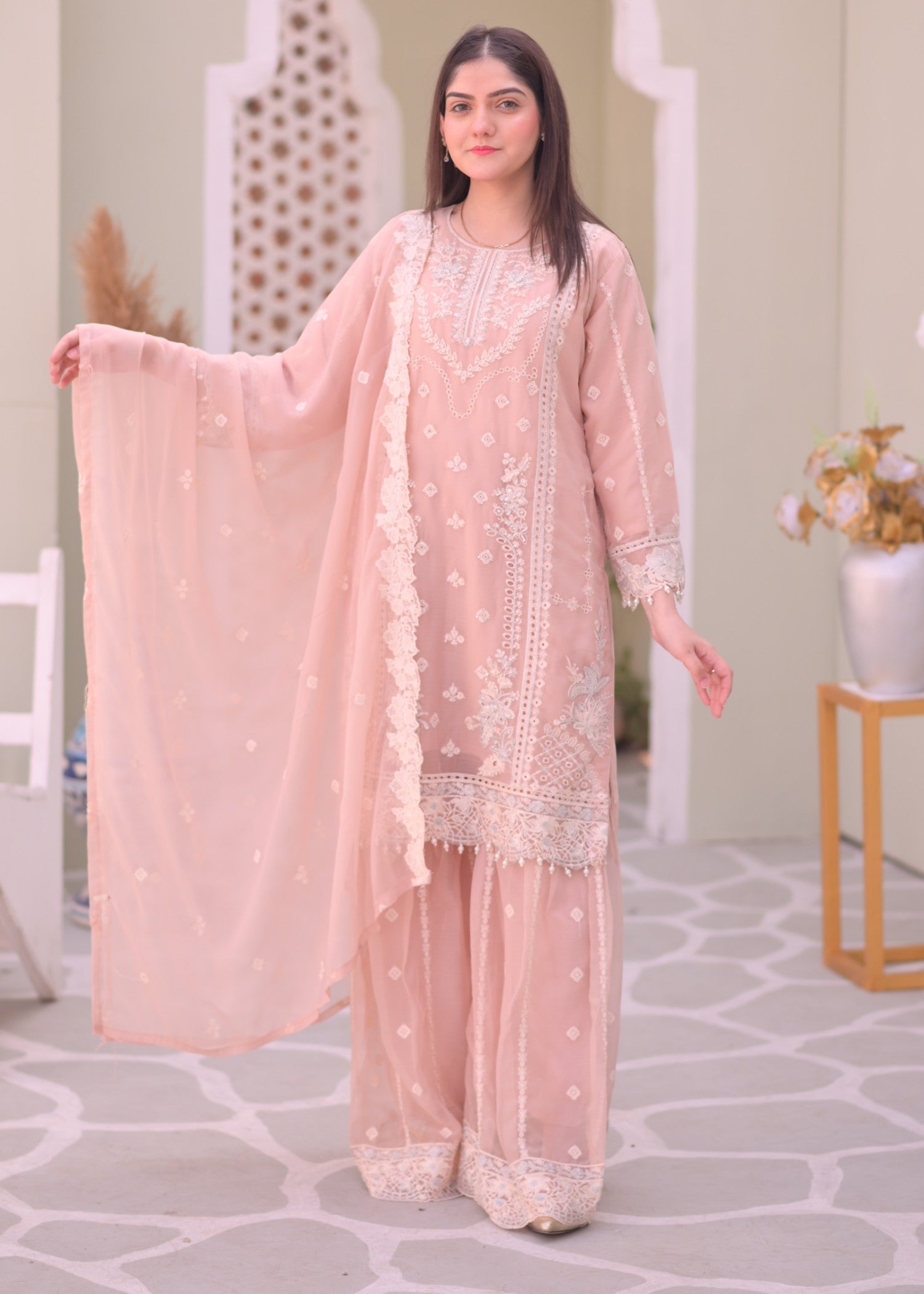 Rangoon Clothing Zareena Peach Women 3pcs