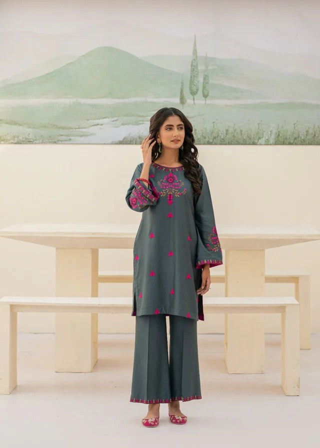 Mehryam Collection GREY COTTEL EMBROIDED READY TO WEAR Women 2pcs