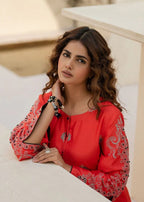 Mehryam Collection ORANGE COTTEL EMBROIDED READY TO WEAR Women 2pcs