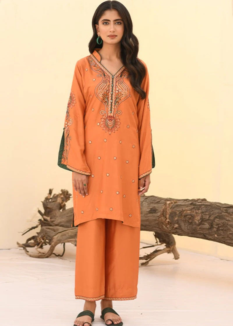Mehryam Collection Light Coral COTTEL EMBROIDED READY TO WEAR Women 2pcs