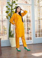 Stylish Collection Petal Embroidered Mustard Women 2pcs