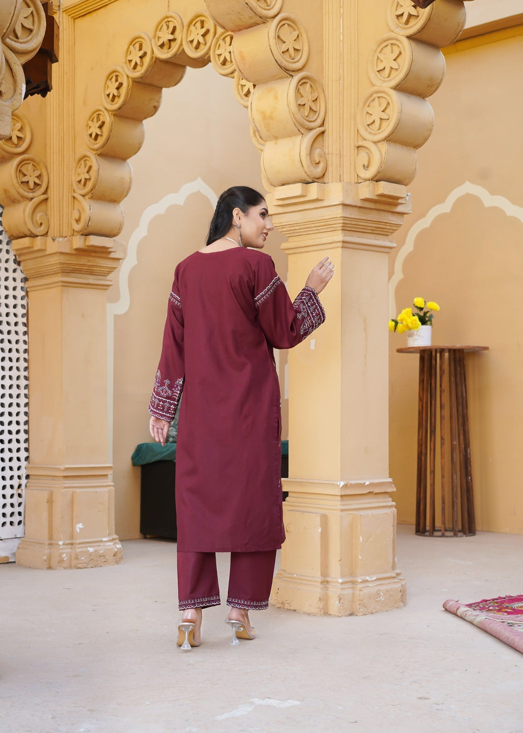 Stylish Collection AZUR EMBROIDERED MAROON Women 2pcs