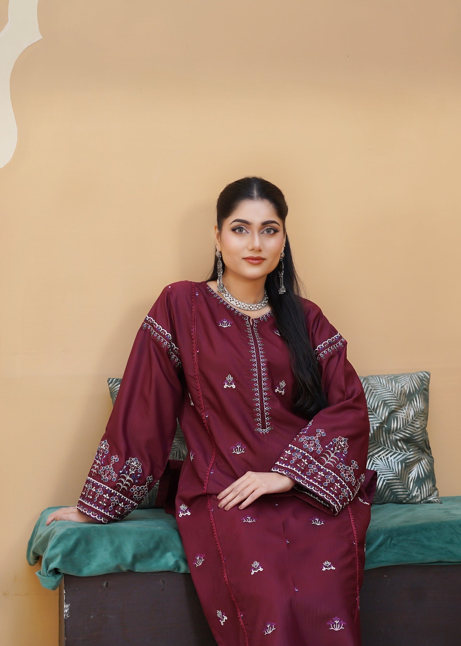 Stylish Collection AZUR EMBROIDERED MAROON Women 2pcs