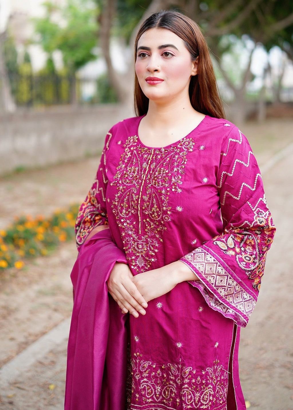 Four Season Boutique KHADI SHEZAN PINK Women 3pcs