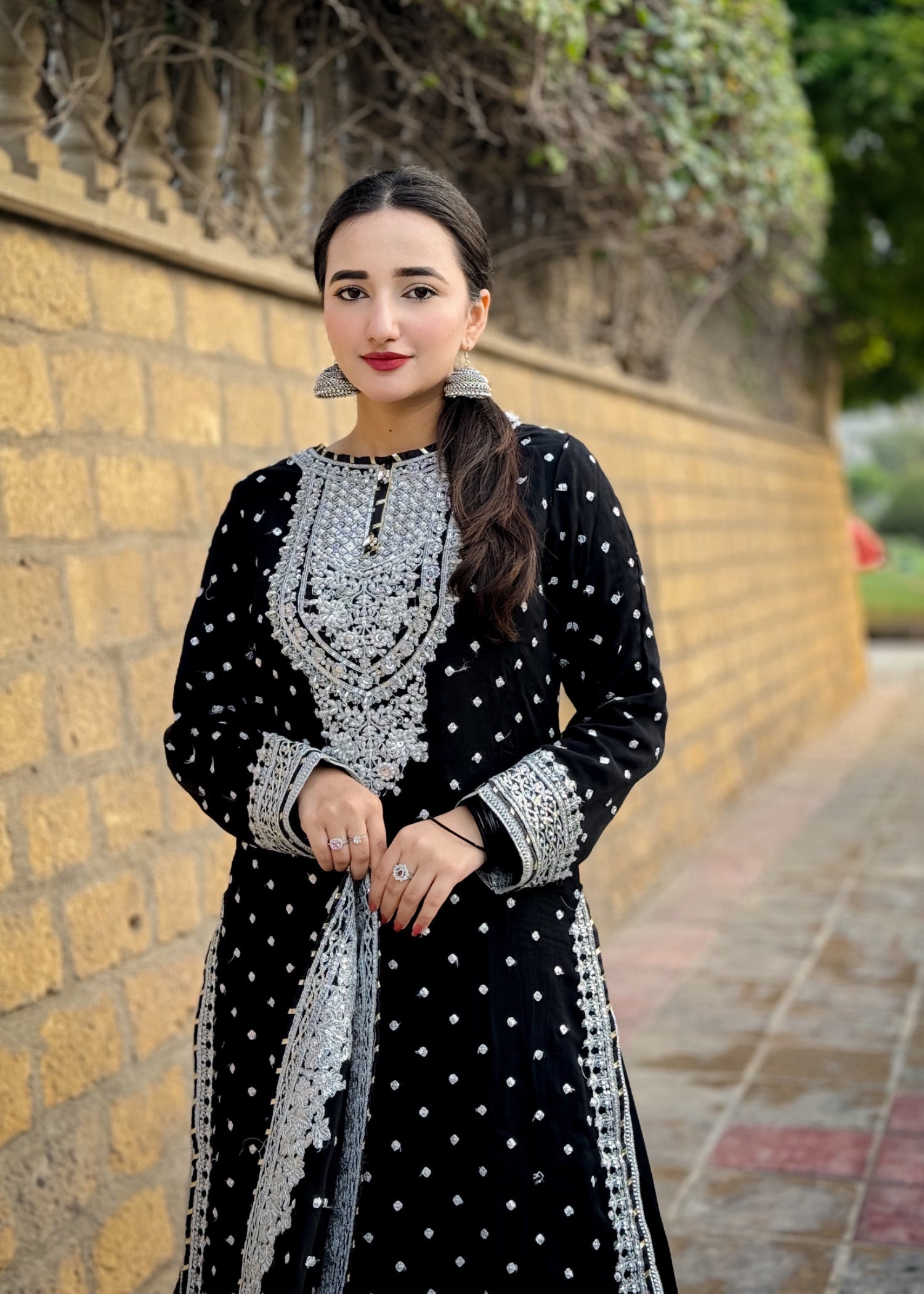 Suits By Sadia Sajalali gharara black Women 3pcs