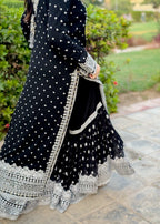 Suits By Sadia Sajalali gharara black Women 3pcs