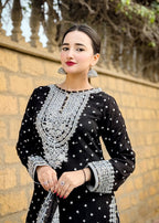 Suits By Sadia Sajalali gharara black Women 3pcs