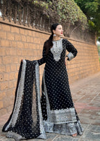 Suits By Sadia Sajalali gharara black Women 3pcs