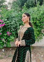 Suits By Sadia Sajal Ali Gharara Bottle Green Women 3pcs
