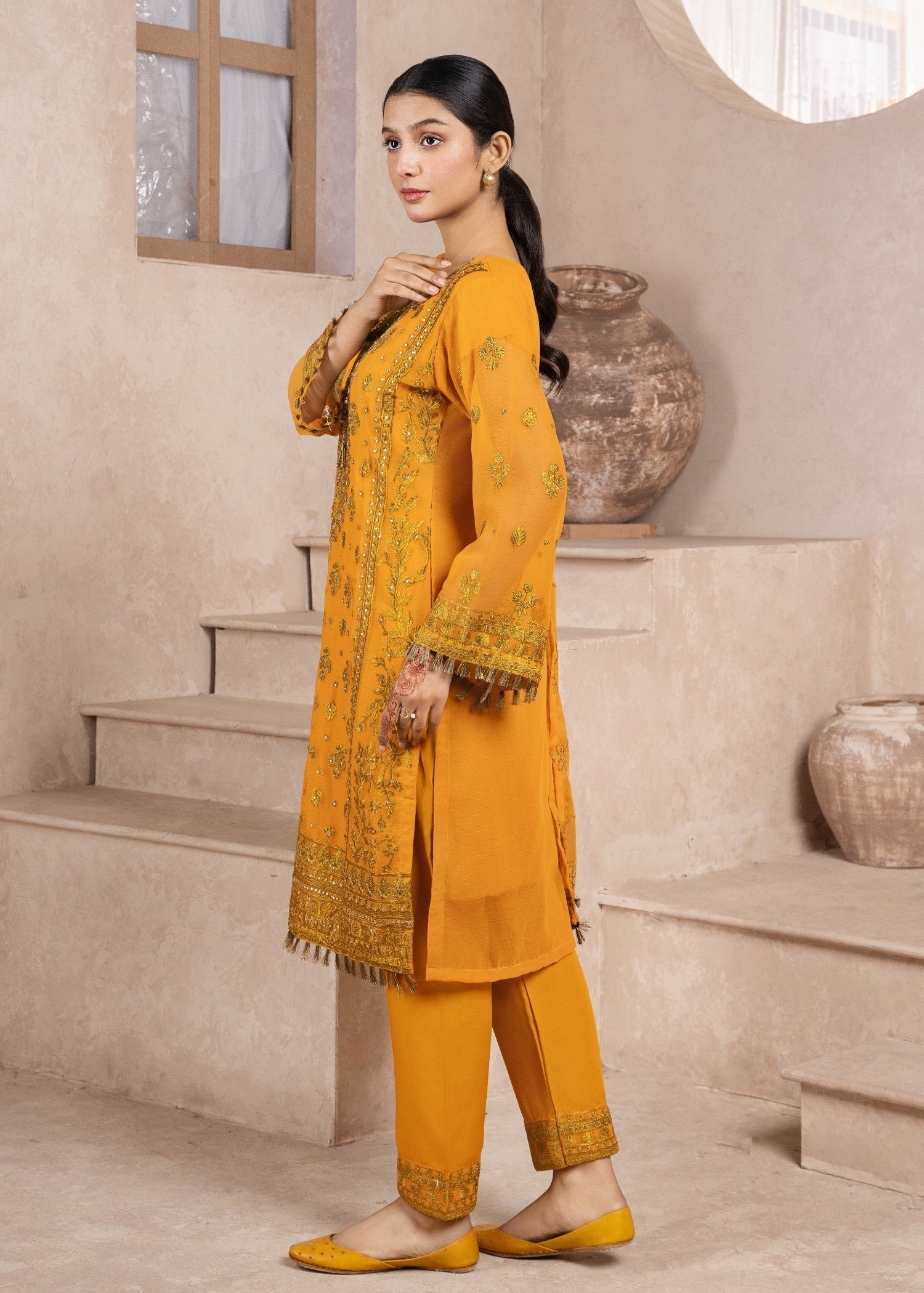 Four Season Boutique RANGEEN DOTTED MUSTARD Women 3pcs