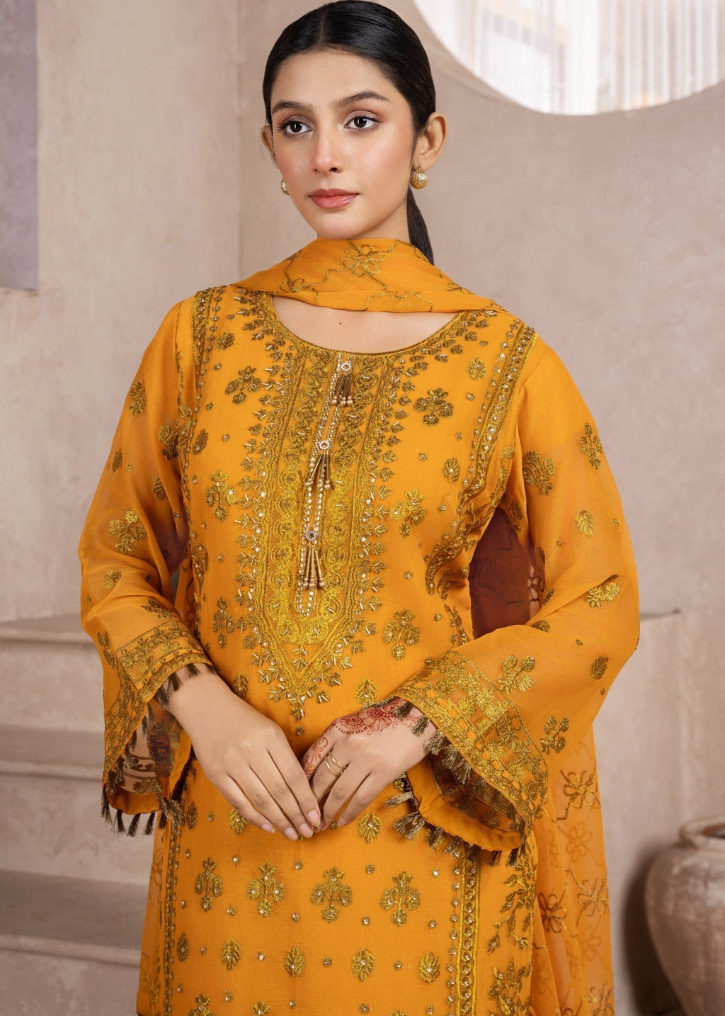 Four Season Boutique RANGEEN DOTTED MUSTARD Women 3pcs