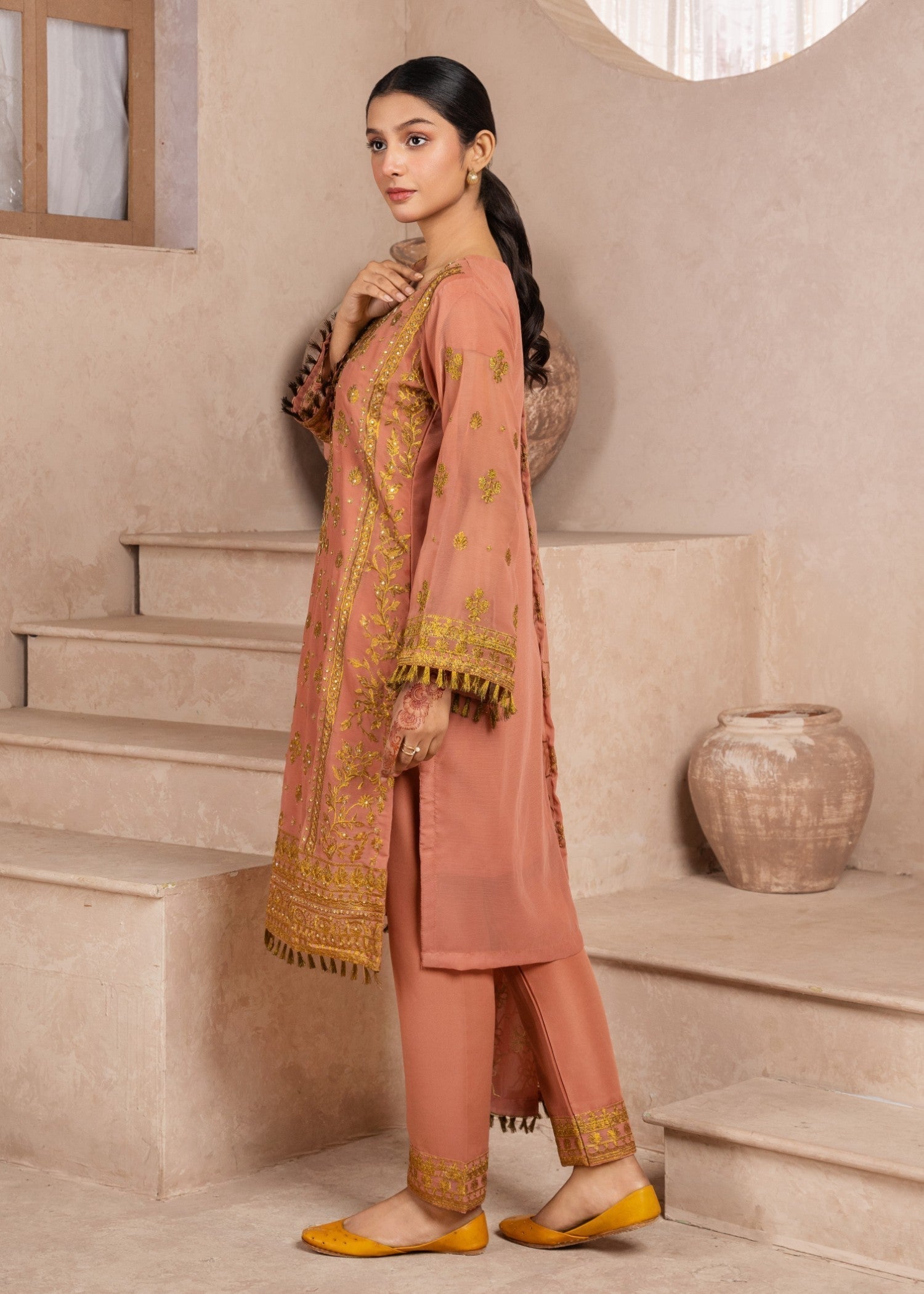 Four Season Boutique RANGEEN DOTTED PEACH Women 3pcs