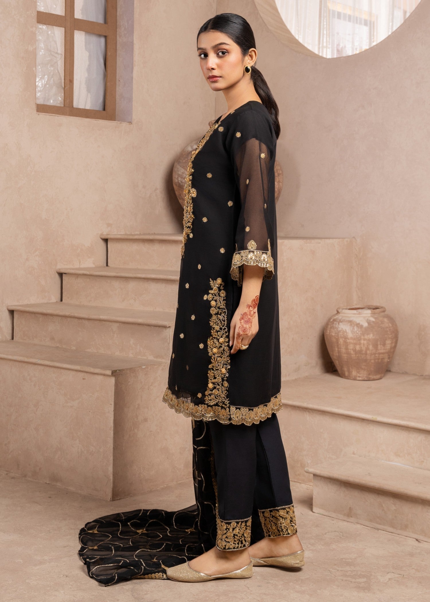 Four Season Boutique SHABNAM CHIFFON BLACK Women 3pcs