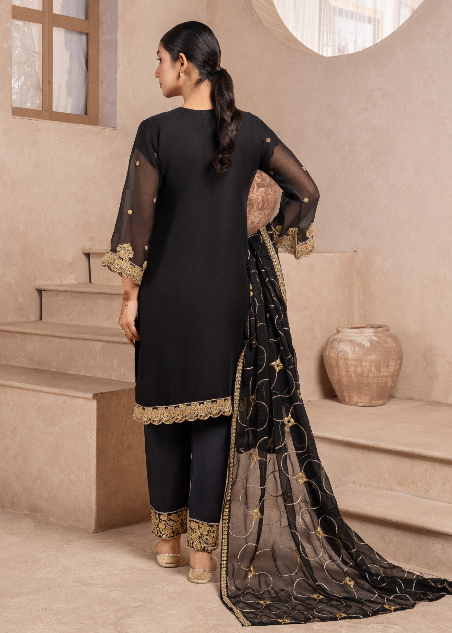 Four Season Boutique SHABNAM CHIFFON BLACK Women 3pcs