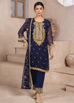 Four Season Boutique SHABNAM CHIFFON BLUE Women 3pcs