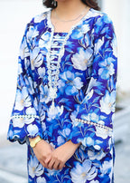 Noah Officials Blue Flower Khaddar Suit Women 2pcs