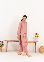 Dada Potta Stitched Cambric Cotton Pink Women 2pcs