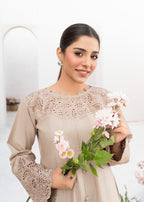 Dada Potta Stitched Beige Cambric Cotton Women 2pcs