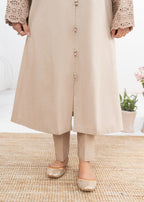 Dada Potta Stitched Beige Cambric Cotton Women 2pcs