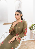 Dada Potta Stitched Brown Cambric Cotton Women 2pcs
