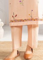 Dada Potta Stitched Peach Cambric Cotton Women 2pcs