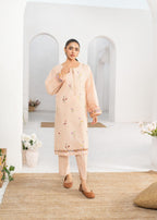 Dada Potta Stitched Peach Cambric Cotton Women 2pcs