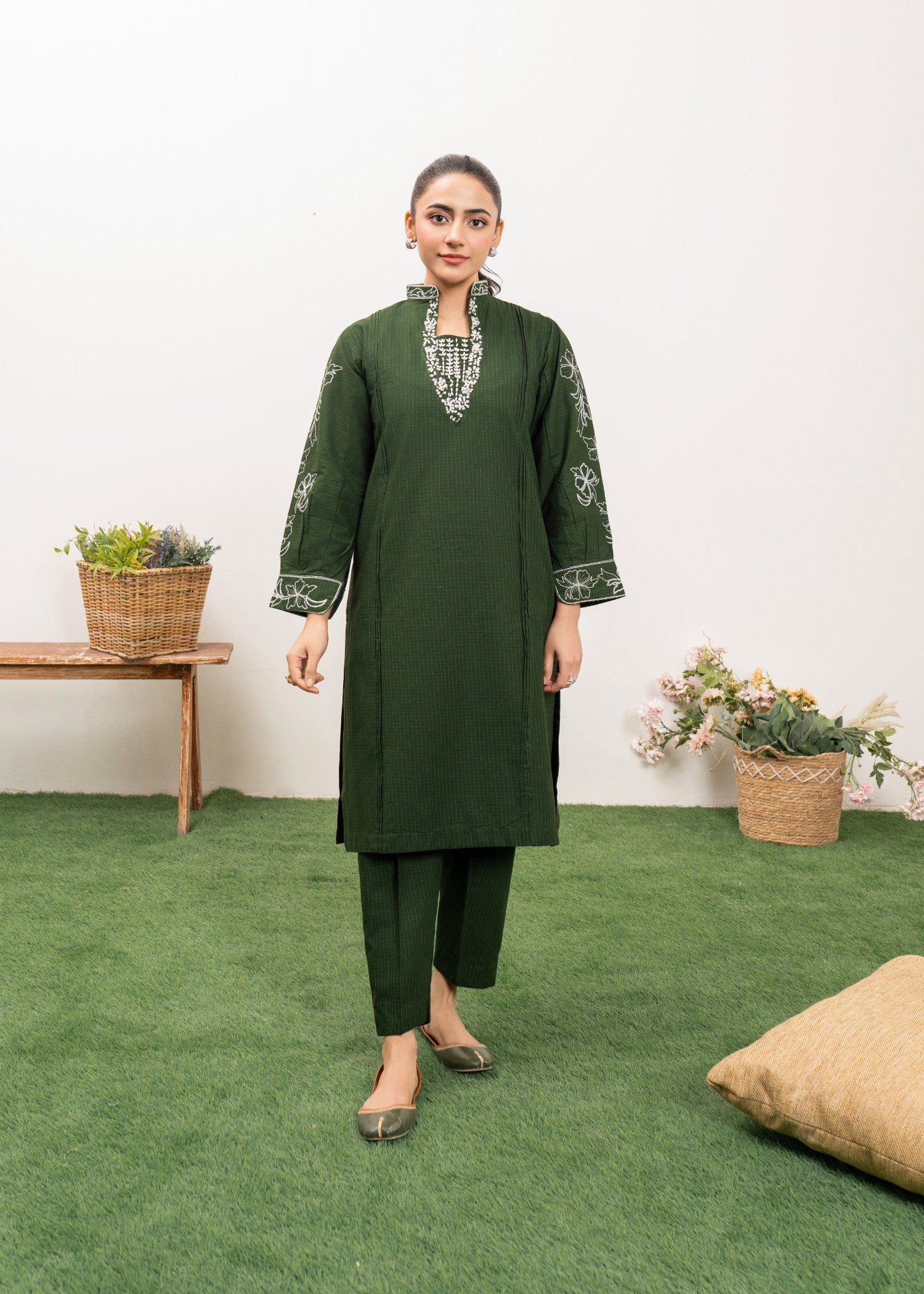 Dada Potta Stitched Cambric Cotton Women 2pcs