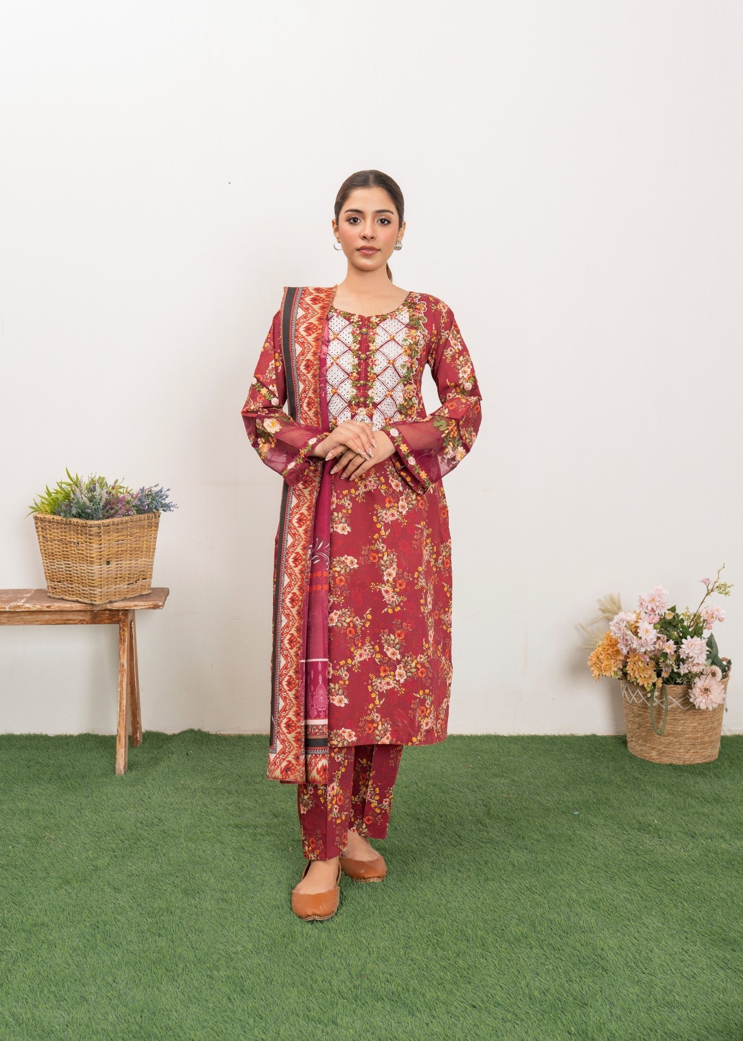Dada Potta Stitched Cambric Cotton Women 3pcs