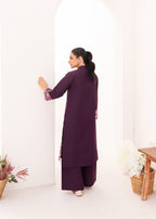 Dada Potta Stitched Purple Cambric Cotton Women 2pcs