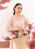 Dada Potta Stitched Pink Cambric Cotton Women 2pcs