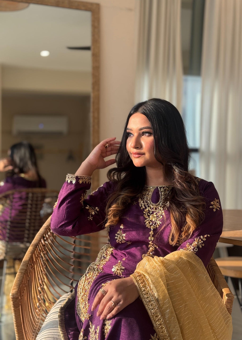 Suits By Sadia Raw silk shehnai purple Women 3pcs