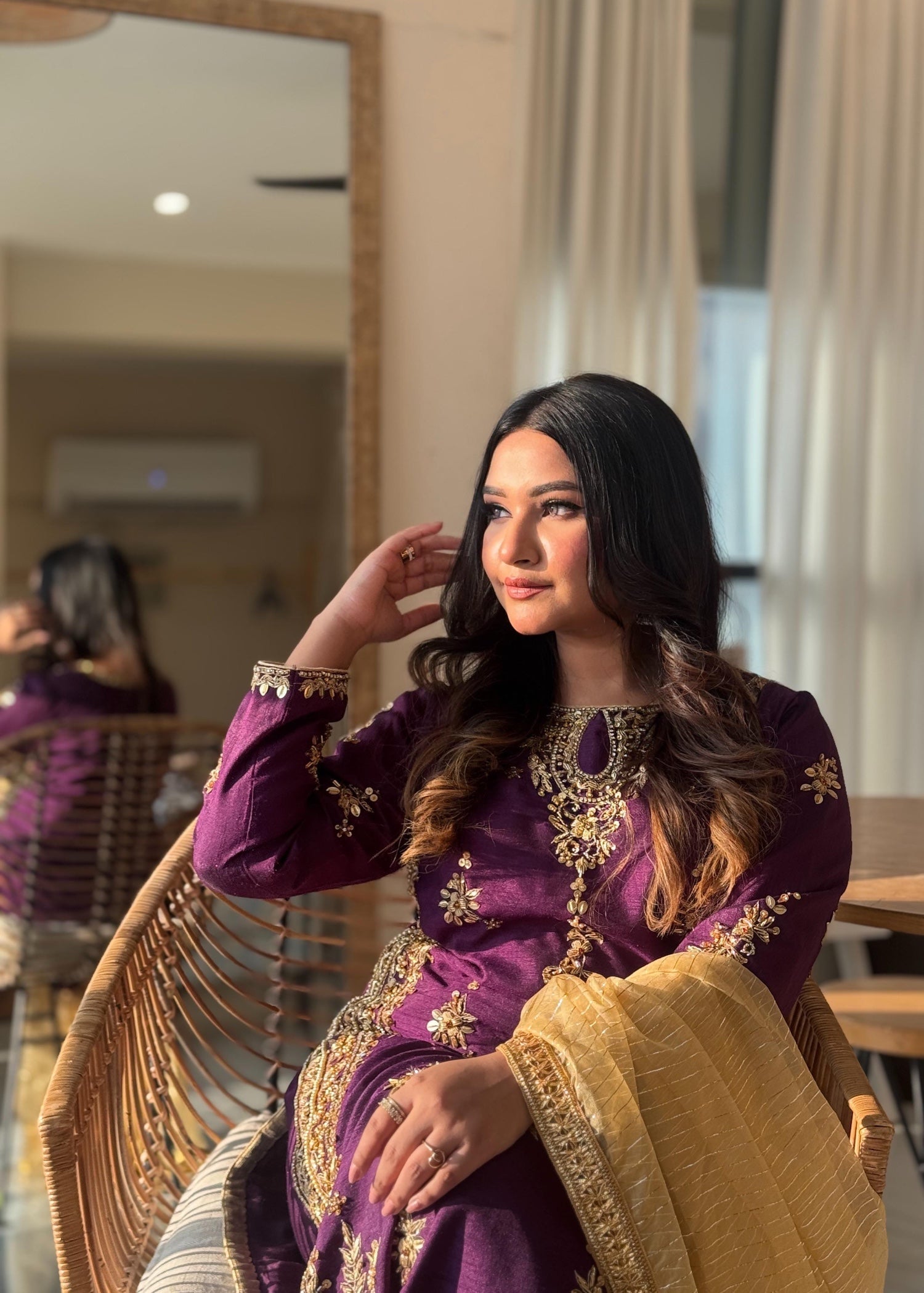 Suits By Sadia Raw silk shehnai purple Women 3pcs