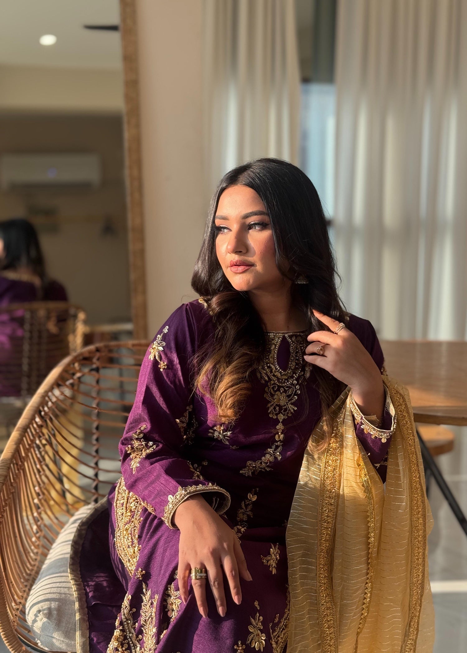 Suits By Sadia Raw silk shehnai purple Women 3pcs