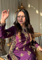 Suits By Sadia Raw silk shehnai purple Women 3pcs