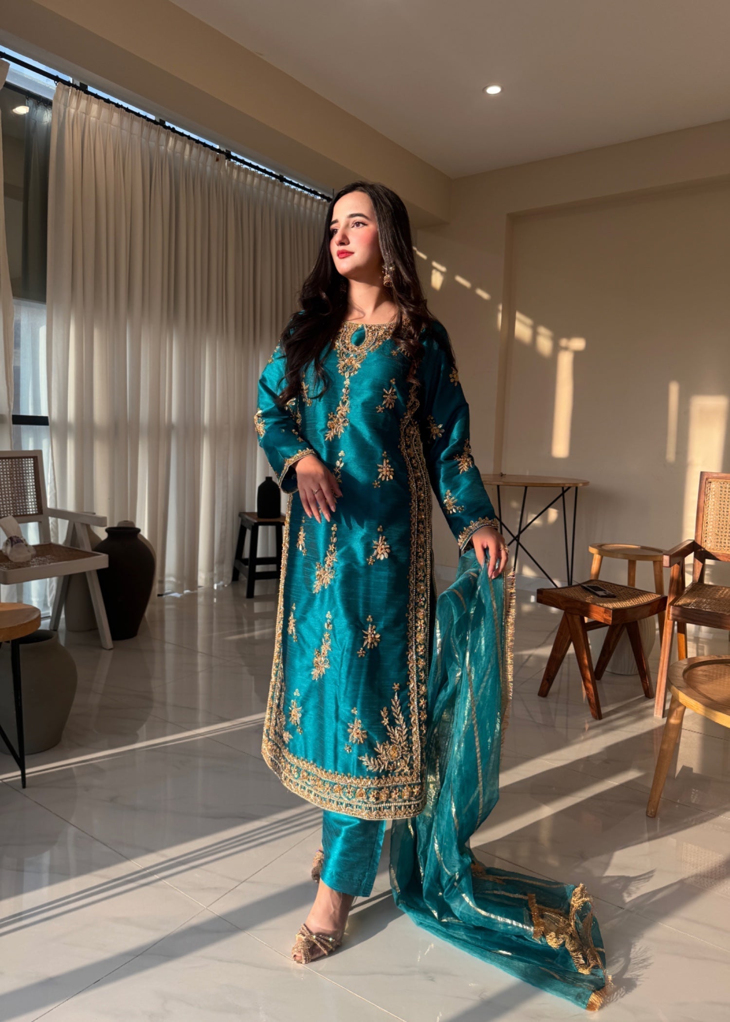 Suits By Sadia Raw silk shehnai zinc Women 3pcs