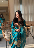 Suits By Sadia Raw silk shehnai zinc Women 3pcs
