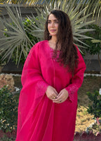 Naaz Couture Pink Embroidered Raw Silk Suit Women 3pcs