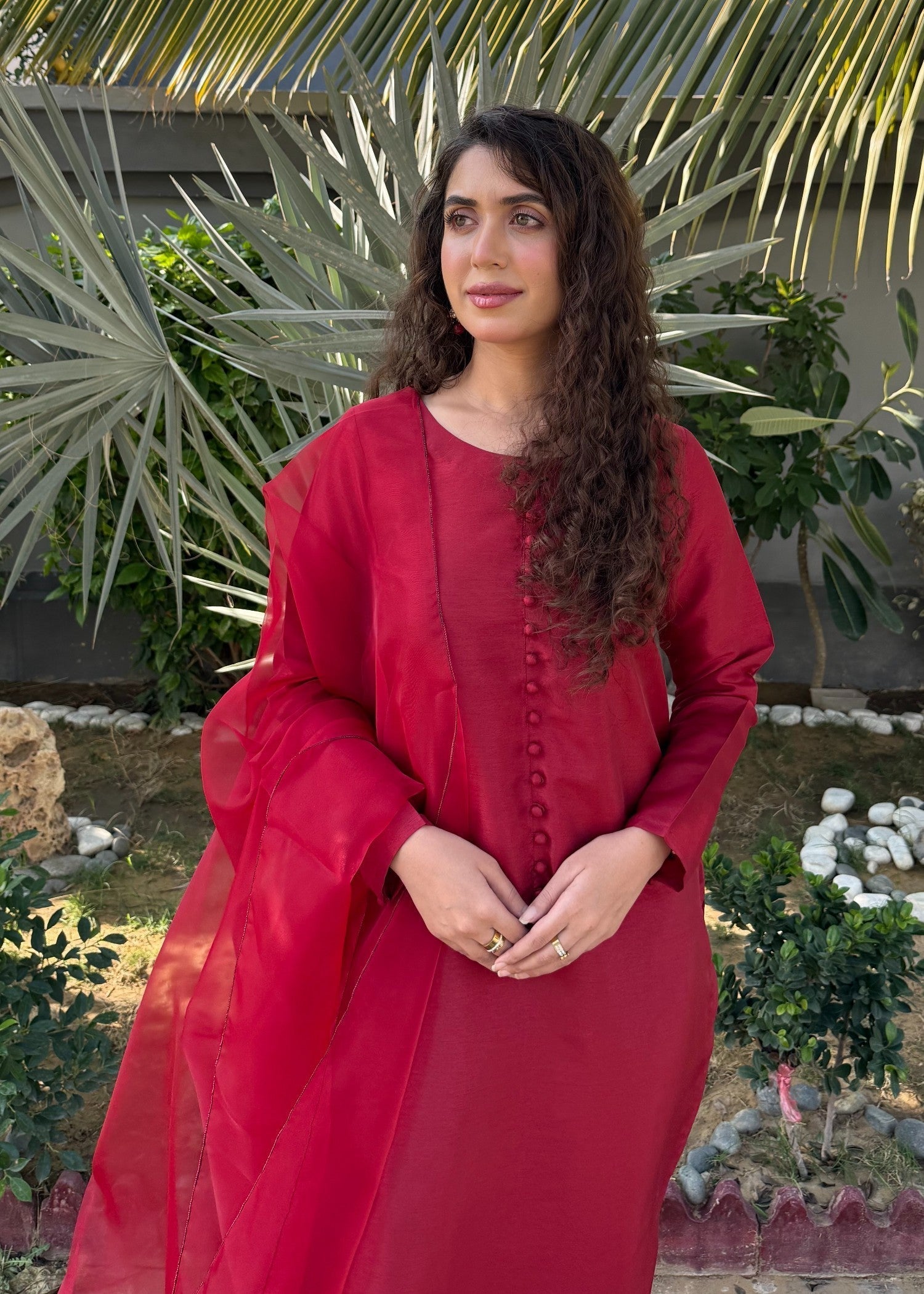 Naaz Couture Maroon Raw Silk Suit Women 3pcs