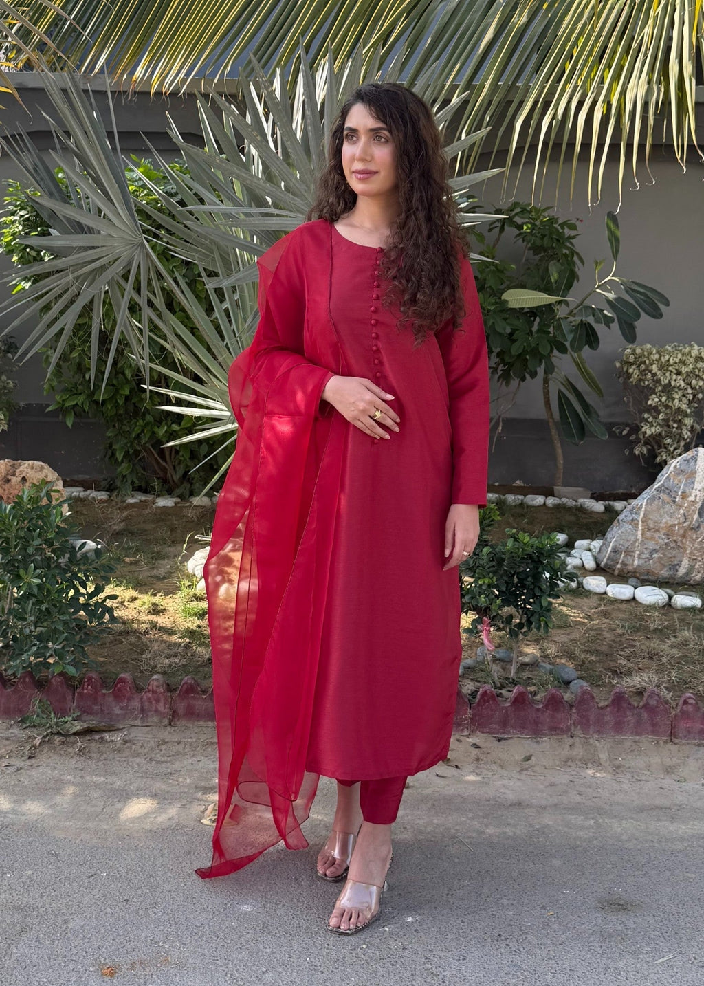Naaz Couture Maroon Raw Silk Suit Women 3pcs