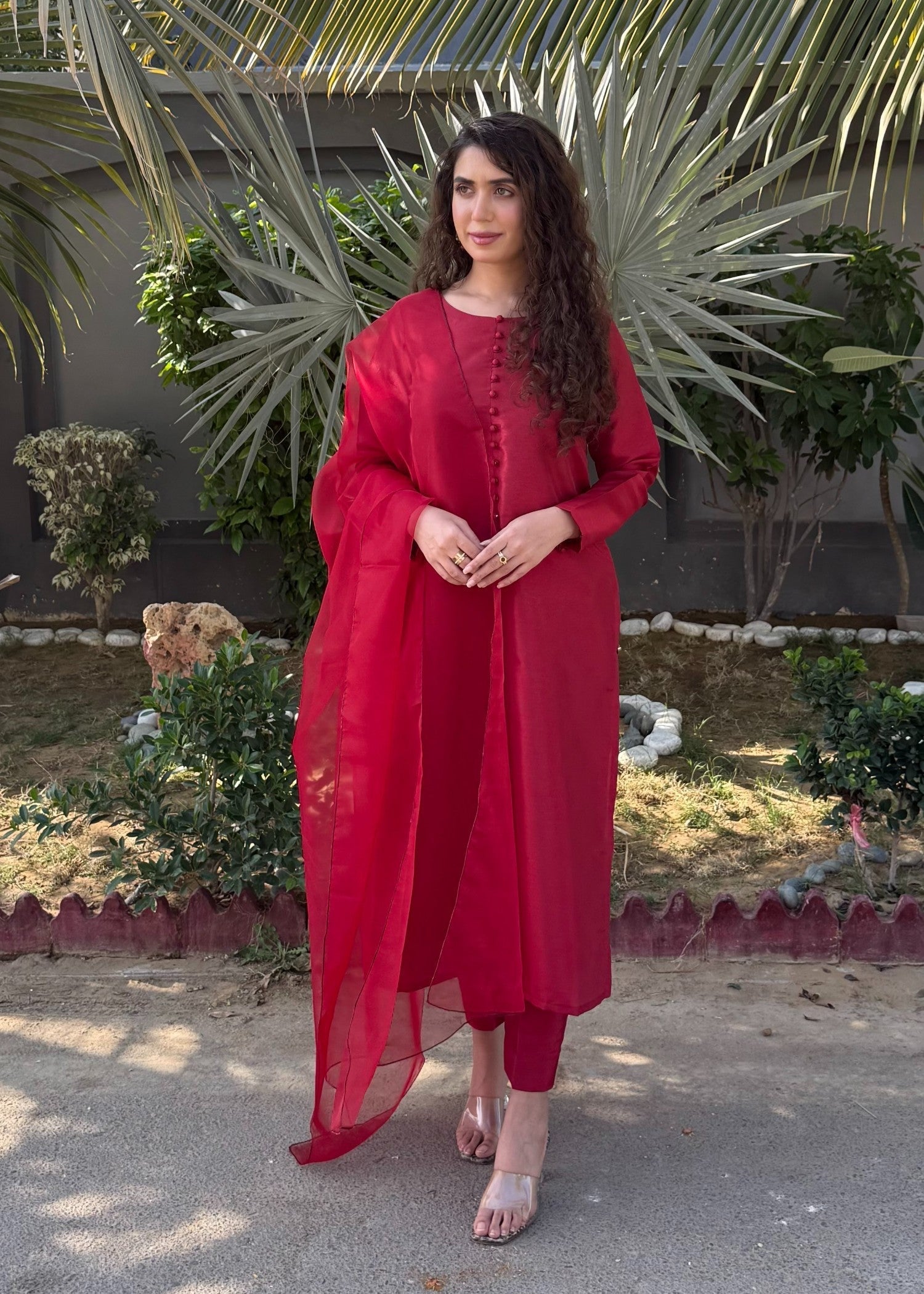 Naaz Couture Maroon Raw Silk Suit Women 3pcs