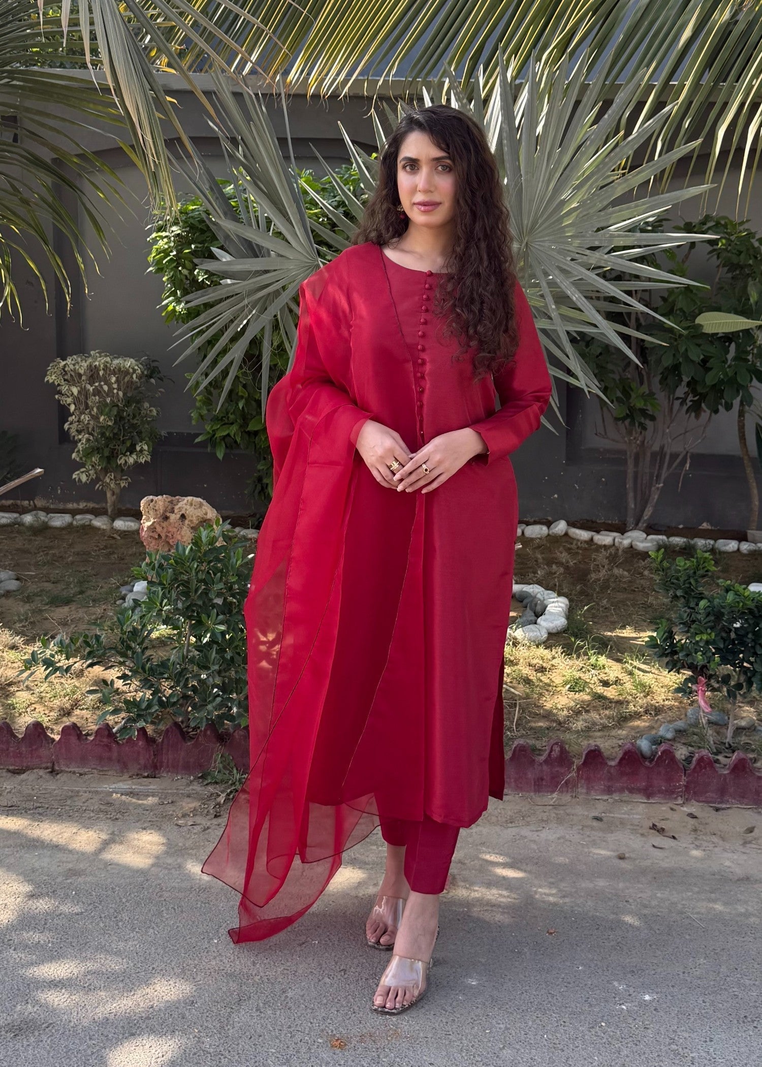 Naaz Couture Maroon Raw Silk Suit Women 3pcs