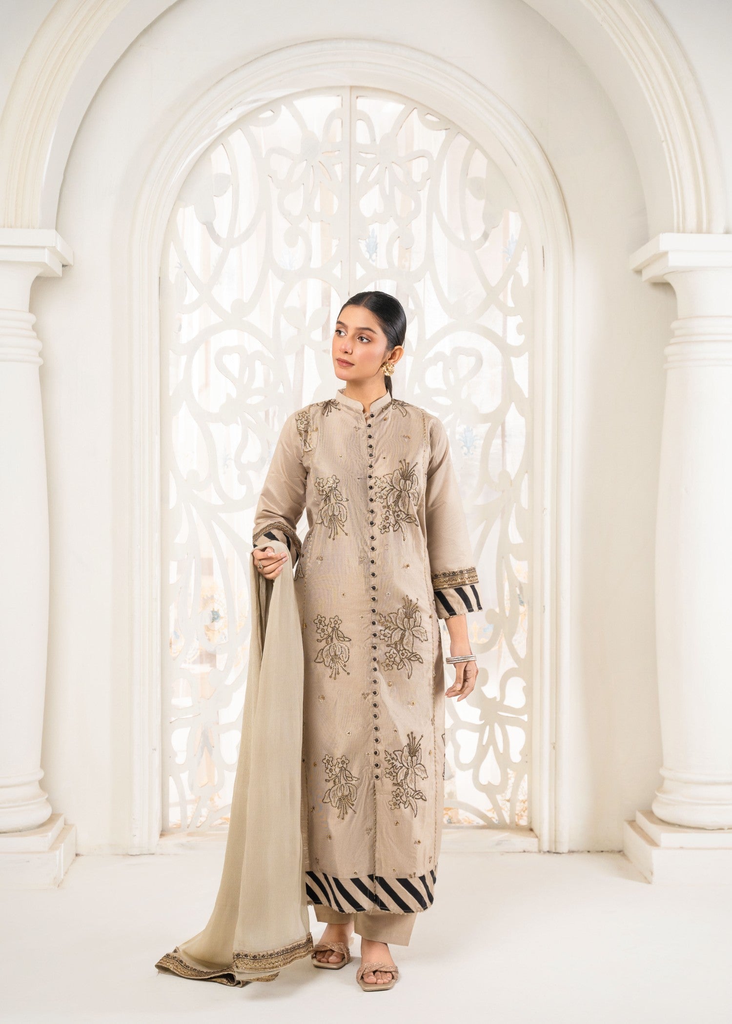 Khubsurat 3389 KH S.KTN Beige Embroidery Women 3pcs